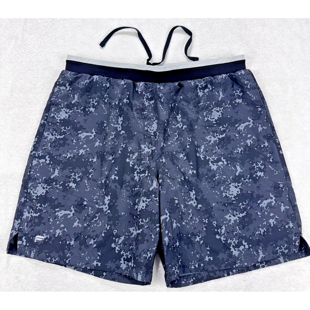 Fabletics Shorts Men L Black‎ Camo Fundamental Short II Lined 7" Swim Train